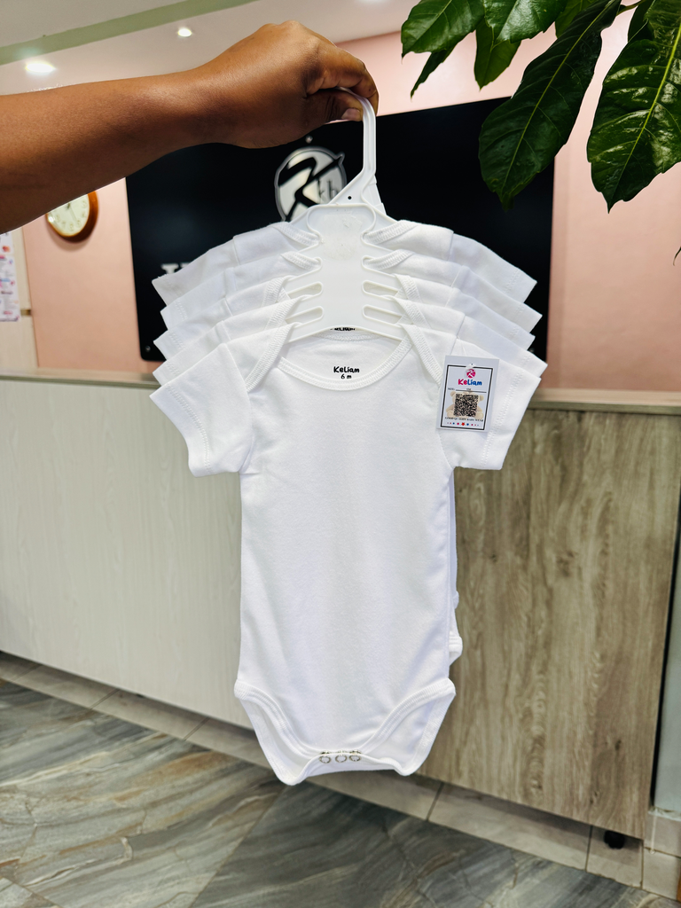 [1202] Onesies Bodysuits Plain White Set of 5 KKB