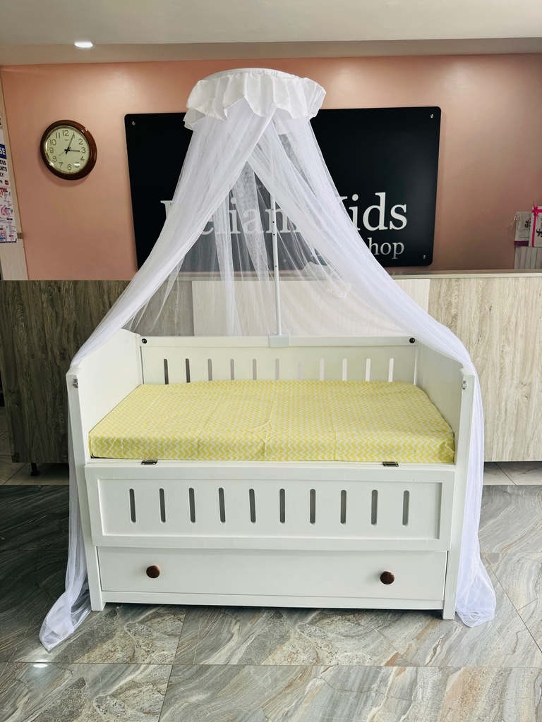 [FUR-OFU-004-STD-WHT-NON] Half Stand Baby Cot Crib Mosquito Net