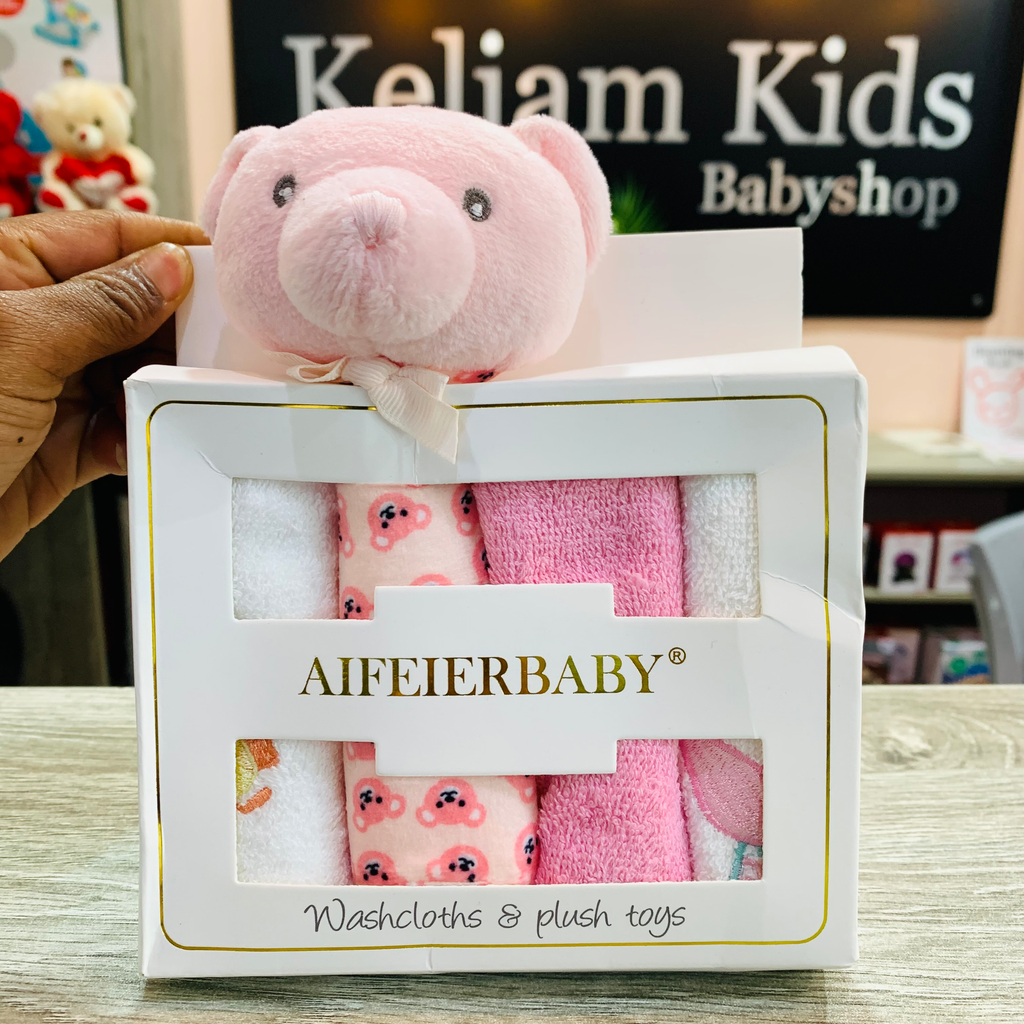 3 Pack Baby Washcloth with Plush Toy