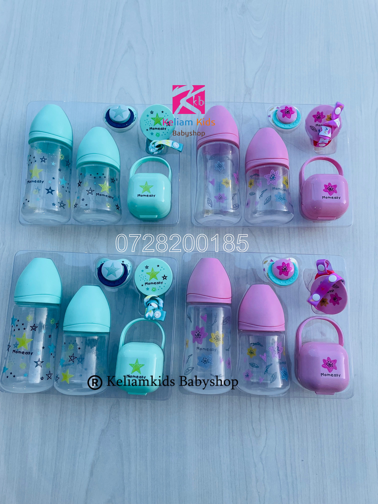 Momeasy New Born Gift Set with 2 Feeding Bottles