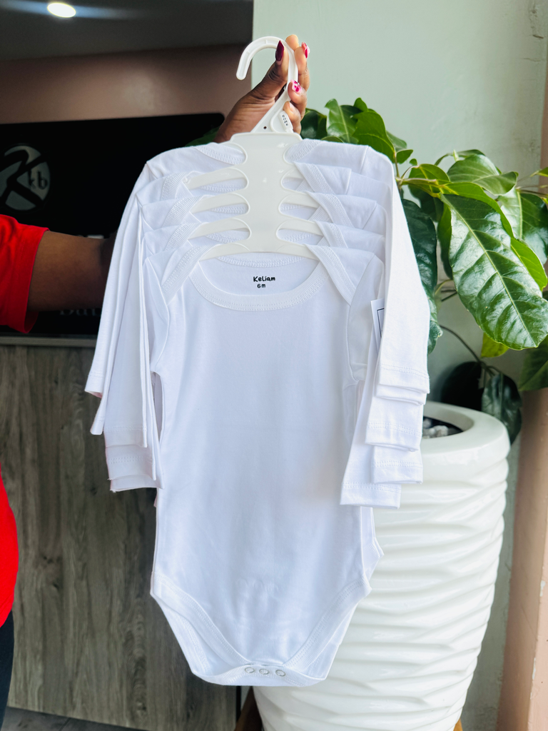 Onesies Bodysuits Plain White Set of 5 KKB (NB)